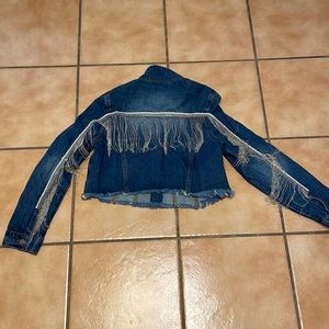 Denim Fringe Crop Jacket